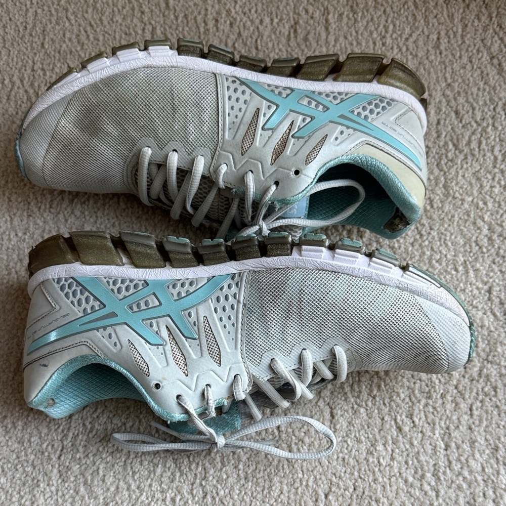 Asics Women's White and Teal Sneakers